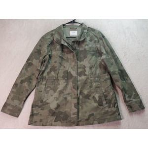 Old Navy‎ Jacket Womens Small Green Camo Print Long Sleeve Collared Button Front